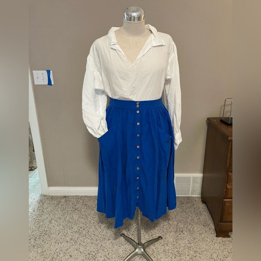 Linen blend Estuary Skirt royal blue